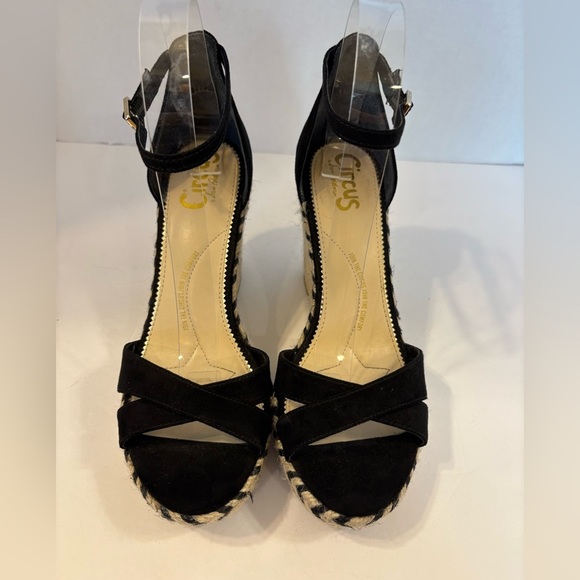 Circus by Sam Edelman Renee black open toe wedge heel sandals size 7M - Picture 11 of 11